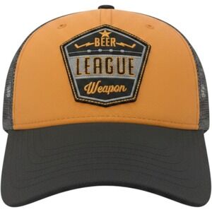 Gongshow Beer League Weapon Trucker Hat OS Orange Black Hockey Snapback Cap